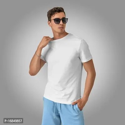 Stylish Fancy Polyester Solid Round Neck T-Shirts For Men-thumb0