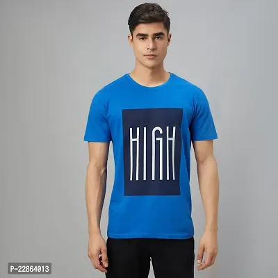 Stylish Blue Cotton Tees For Men-thumb0