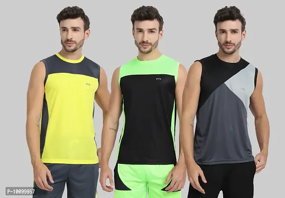 Drifit Mens Solid Roundneck Sleeveless Sports T-Shirt