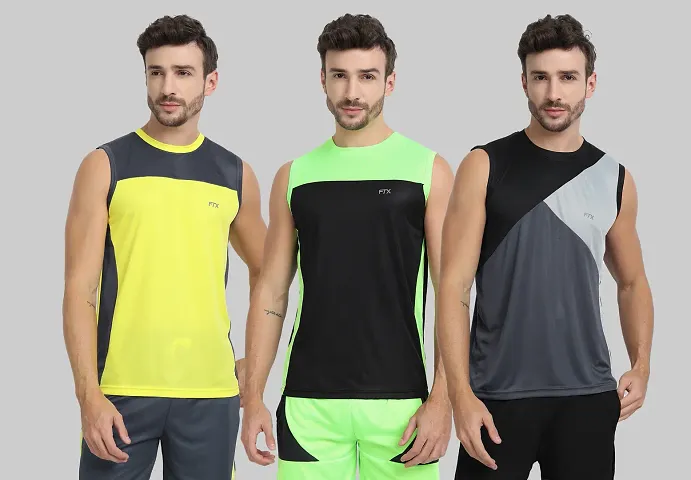 Drifit Mens Solid Roundneck Sleeveless Sports T-Shirt