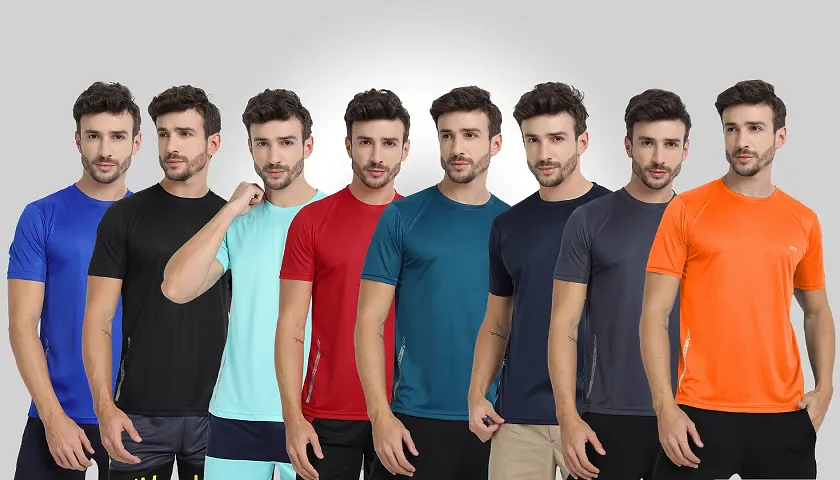 FTX Men Solid Round Neck Half Sleeve Tshirt, Pack of