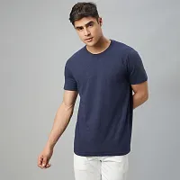 Stylish Navy Blue Cotton Tees For Men-thumb2