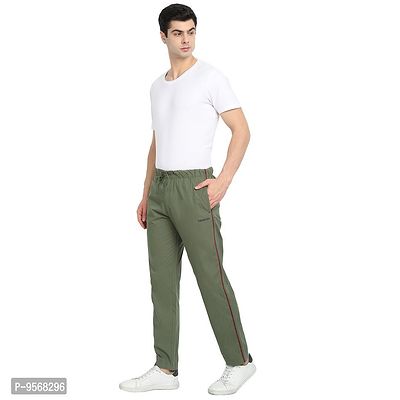 FTX Stylish Green Cotton Solid Regular Trousers For Men