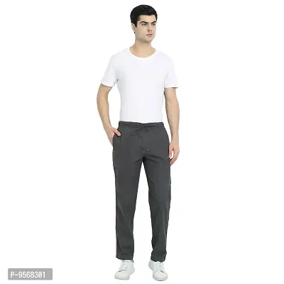 FTX Stylish Grey Cotton Solid Regular Trousers For Men