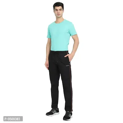 FTX Stylish Black Cotton Solid Regular Trousers For Men