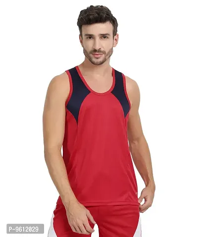 FTX Stylish Red Polyester Colourblocked Sports Vest For Men