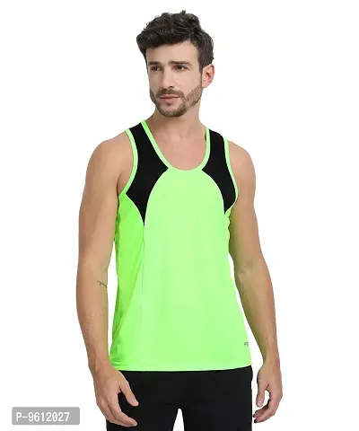 FTX Stylish Green Polyester Colourblocked Sports Vest For Men-thumb0