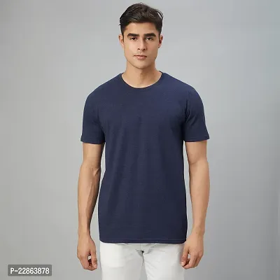 Stylish Navy Blue Cotton Tees For Men