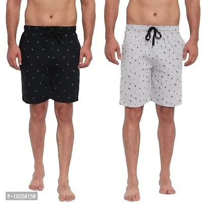 FTX Men's Printed Knitted Cottonpoly Shorts - Pack of 2