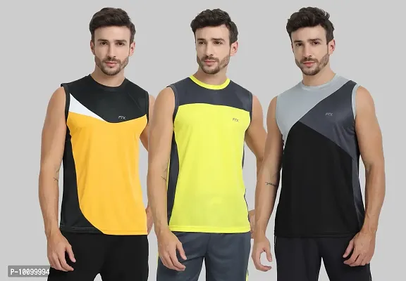 Drifit Mens Solid Roundneck Sleeveless Sports T-Shirt