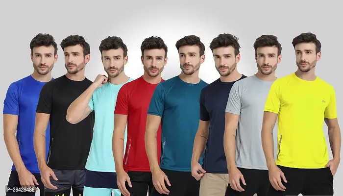 FTX Men Solid Round Neck Half Sleeve Multicolor TshirtFTX Men Solid Round Neck Half Sleeve Multicolor Tshirt, Pack of 8-thumb0