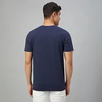 Stylish Navy Blue Cotton Tees For Men-thumb1