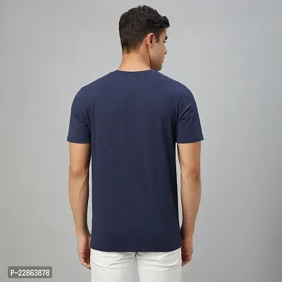 Stylish Navy Blue Cotton Tees For Men-thumb2