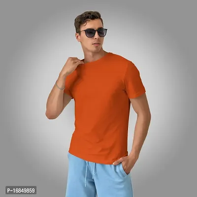 Stylish Fancy Polyester Solid Round Neck T-Shirts For Men-thumb0