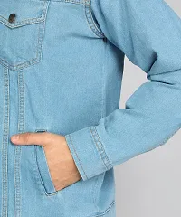 FTX Men Solid Light Blue Denim Jacket-thumb3