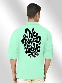 FTX Men Printed Polo Neck Oversized Light Green Tshirt-thumb1