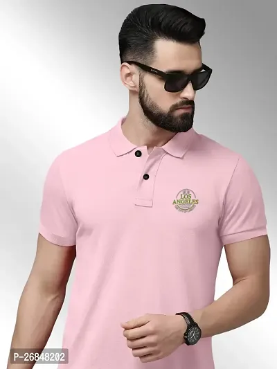 FTX Men Polo Neck Half Sleeve Pink Tshirt