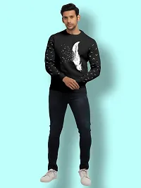 Men Round Neck Cotton Rich Full Sleeve Printed Black T-Shirt-thumb1