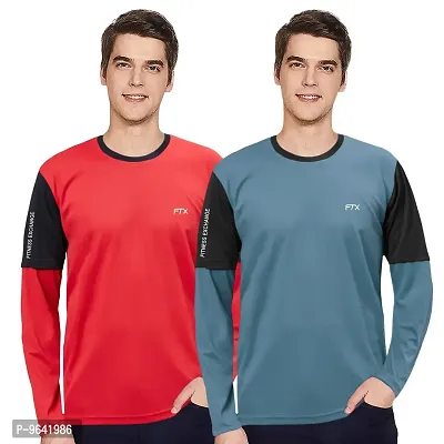 FTX Comfortable Multicoloured Polyester Solid Round Neck Tees For Men Combo Pack Of 2