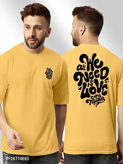 FTX Men Round Neck Oversized Yellow Tshirt-thumb5