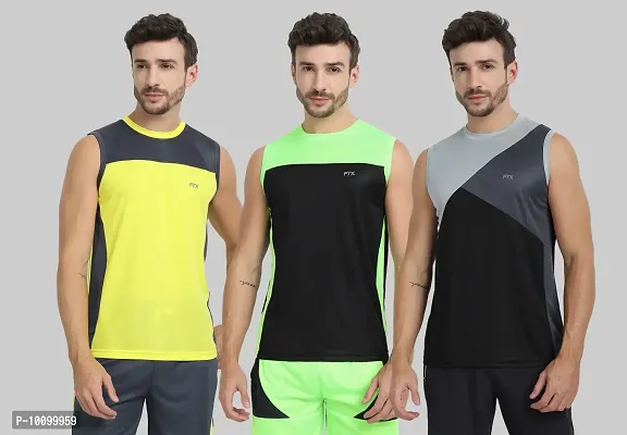 Drifit Mens Solid Roundneck Sleeveless Sports T-Shirt