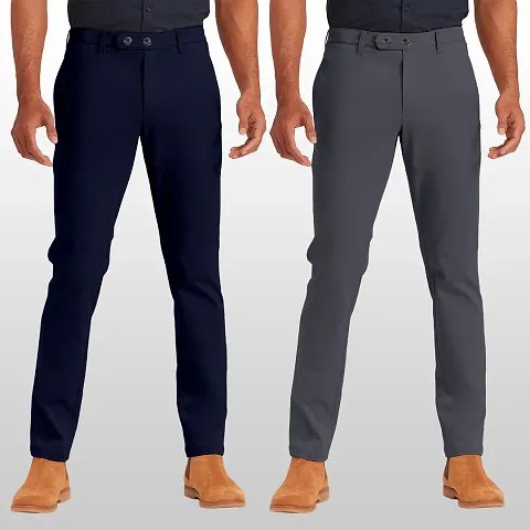 FTX Men Slim Fit Casual Trouser Pack Of 2