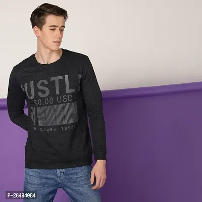 FTX Men Round Neck HUSTLE Printed Full sleeves Grey Sweatshirt