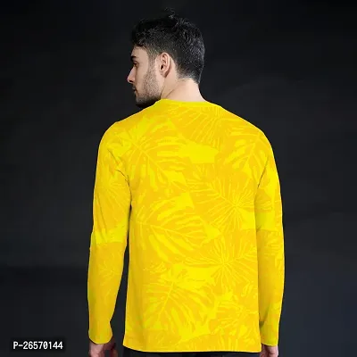 FTX Men Round Neck Floral Print Full Sleeve Yellow Tshirt-thumb2