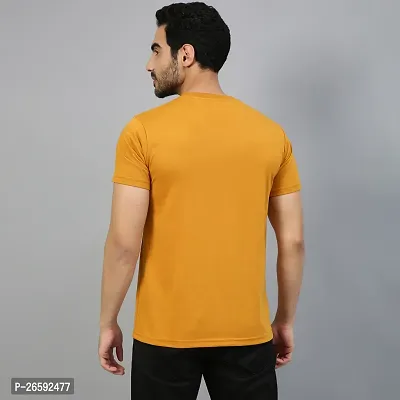 FTX Solid Men Cotton Rich Round Neck Yellow Tshirt-thumb2