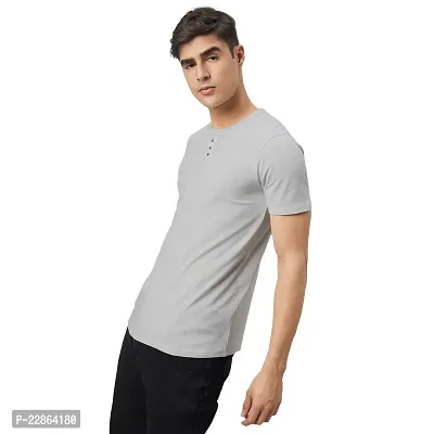 Stylish Grey Cotton Blend Tees For Men-thumb3