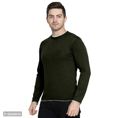 FTX Men Solid Round Neck Full Sleeve Olive Tshirt-thumb4