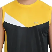 Stylish Multicoloured Polyester Colourblocked Gym Vest For Men Pack Of 3-thumb3