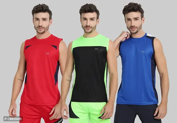 Drifit Mens Solid Roundneck Sleeveless Sports T-Shirt