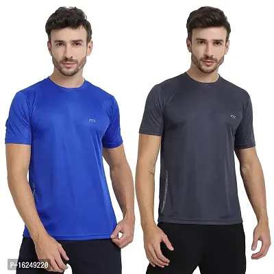 FTX Men's Dri-Fit Round Neck T-Shirt Combo - Pack of 2 (Royal Blue, Steel Grey - 723_1-723_8)-thumb0