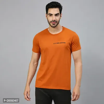 FTX Solid Men Cotton Rich Round Neck Orange Tshirt-thumb0