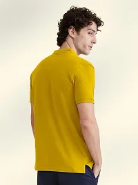 FTX Men Mandarin Collar Half Sleeve Yellow Polo Tshirt-thumb1