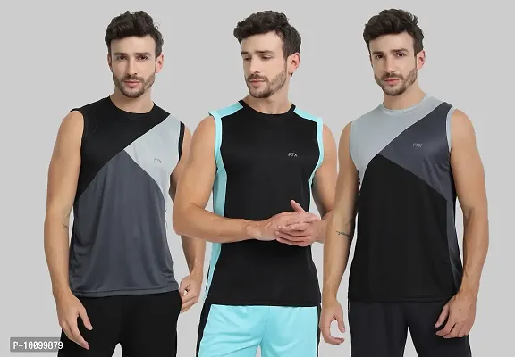 Drifit Mens Solid Roundneck Sleeveless Sports T-Shirt