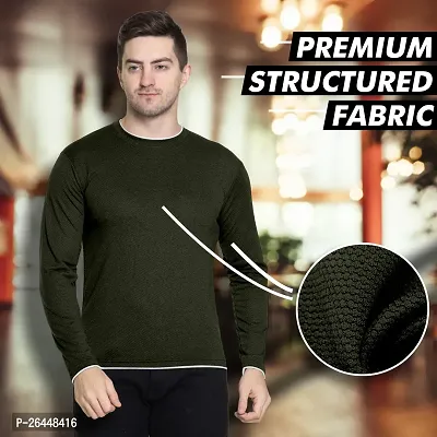 FTX Men Solid Round Neck Full Sleeve Olive Tshirt-thumb0