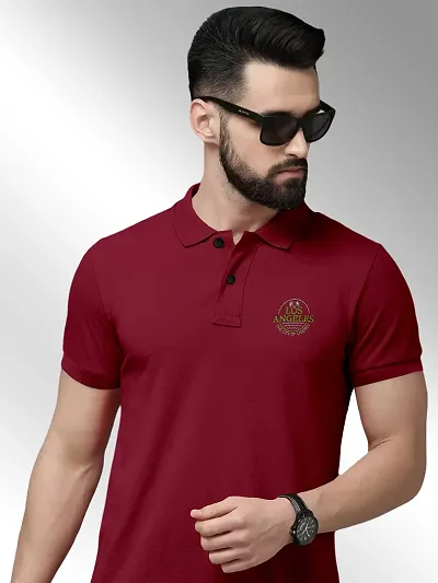 Trendy Cotton Blend FTX V Shape Collared Half Sleeves Polo/T-Shirt For Men