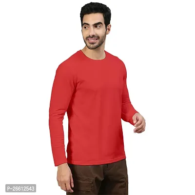 FTX Men Solid Round Neck Full Sleeves Red Tshirt-thumb5