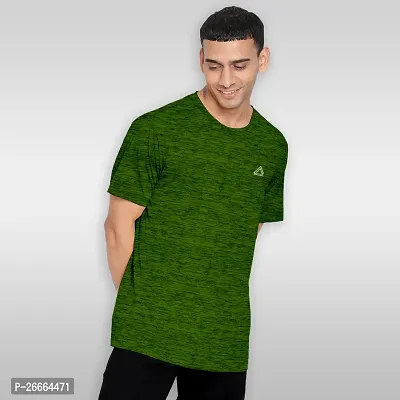 FTX Men Solid Round Neck Half Sleeve Dark Green Tshirt-thumb3