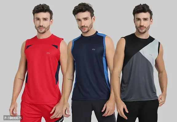 Drifit Mens Solid Roundneck Sleeveless Sports T-Shirt