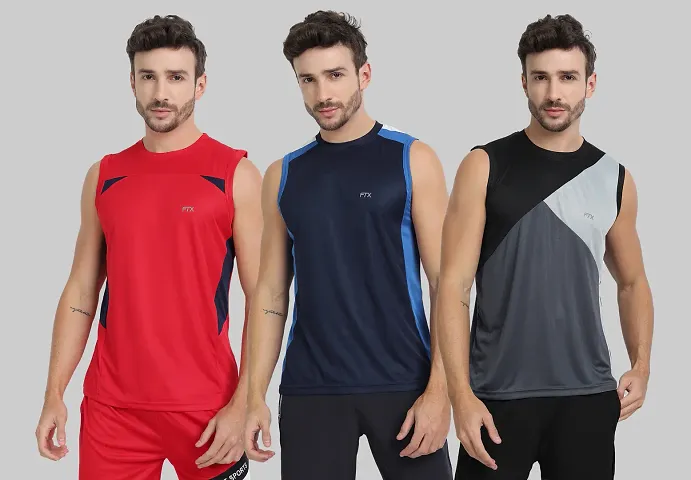 Drifit Mens Solid Roundneck Sleeveless Sports T-Shirt