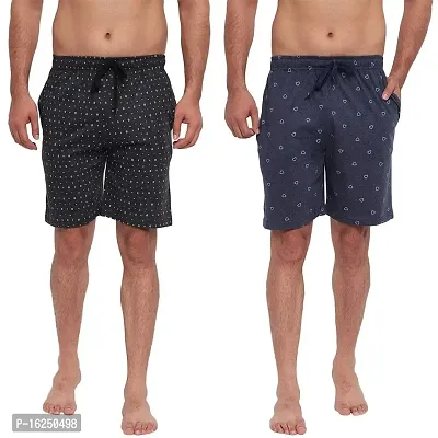 FTX Men's Printed Knitted Cottonpoly Shorts - Pack of 2