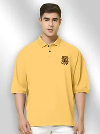 FTX Men Printed Polo Neck Oversized Yellow Tshirt-thumb4