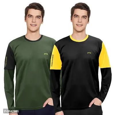 FTX Comfortable Multicoloured Polyester Solid Round Neck Tees For Men Combo Pack Of 2-thumb0