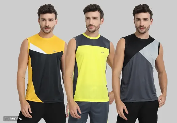 Drifit Mens Solid Roundneck Sleeveless Sports T-Shirt