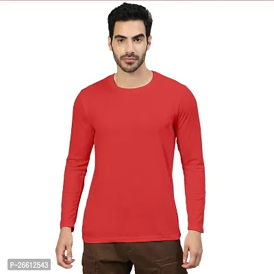 FTX Men Solid Round Neck Full Sleeves Red Tshirt