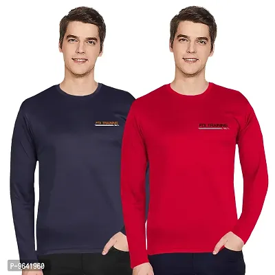 FTX Comfortable Multicoloured Polyester Solid Round Neck Tees For Men Combo Pack Of 2