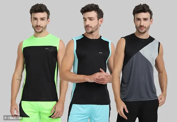 Drifit Mens Solid Roundneck Sleeveless Sports T-Shirt